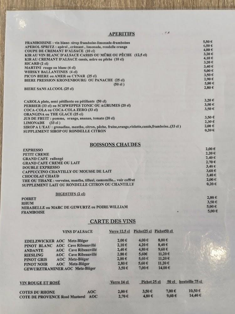 Restaurant Brasserie La Mosaïque - Menu Image 1